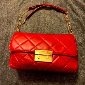 Michael Michael Kors Red SLOAN CHAIN SHOULDER BAG
